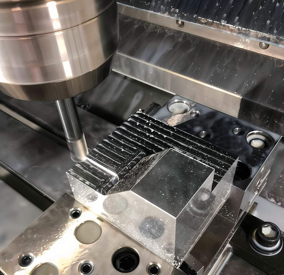 A machining process of a metal precision component, using a program automatically made by ARUMCODE.