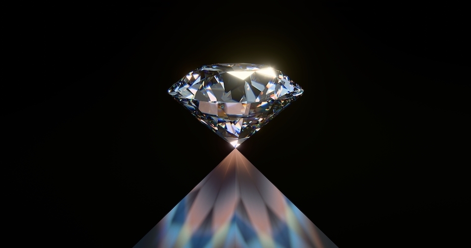 An elegant diamond captured in a photo, emphasizing its exquisite cut and reflective qualities on a simple backdrop.